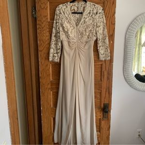 Front Slit Ivory Evening Gown